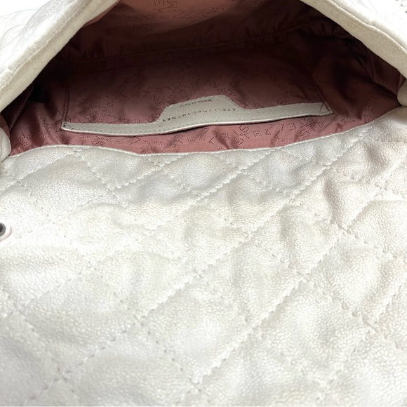 Stella McCartney Off-White Vegetarian Suede & Chain Quilted Shoulder Clutch Bag - Picture 5 of 10